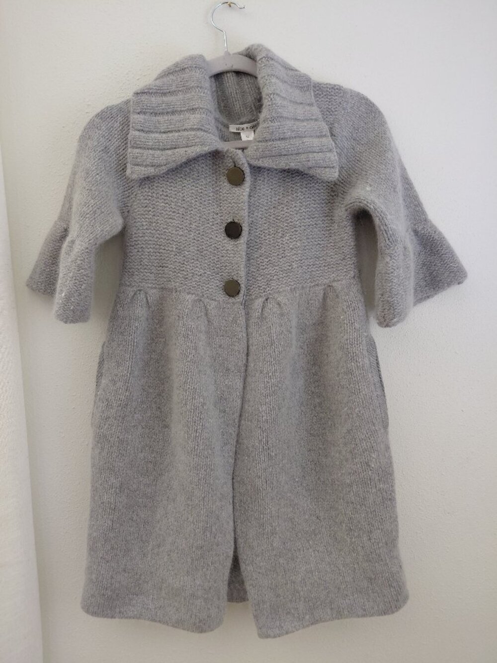 Alice + Olivia XS Gray Sweater Cardigan Wool Angora Preppy Fall Classic